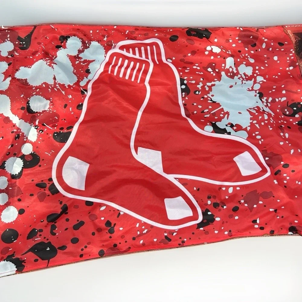 Boston Red Sox MLB Flag Banner Red Paint Splatter Logo Baseball Sports Decor‎